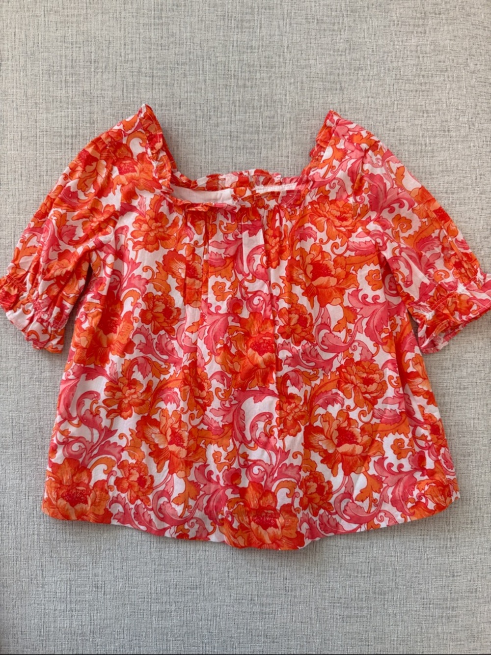 Janie and Jack Floral Blouse in Pink & Orange
